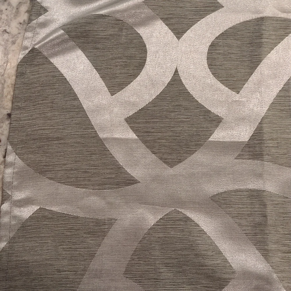 Pair of Silver & Gray Geometric Long Silver Grommets Curtain Panels 36.5